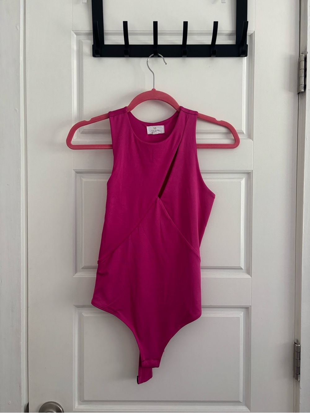 Magenta One-Piece Bodysuit with Asymmetric Cutout